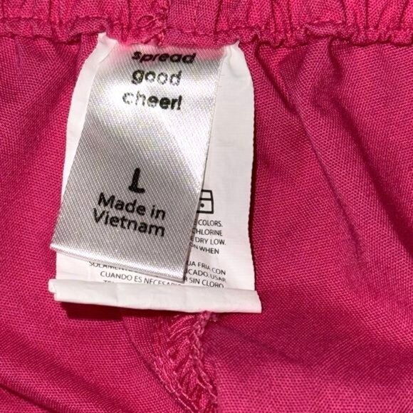 Hot Pink Cotton Womens Pants Size L Elastic Waist - Picture 3 of 9